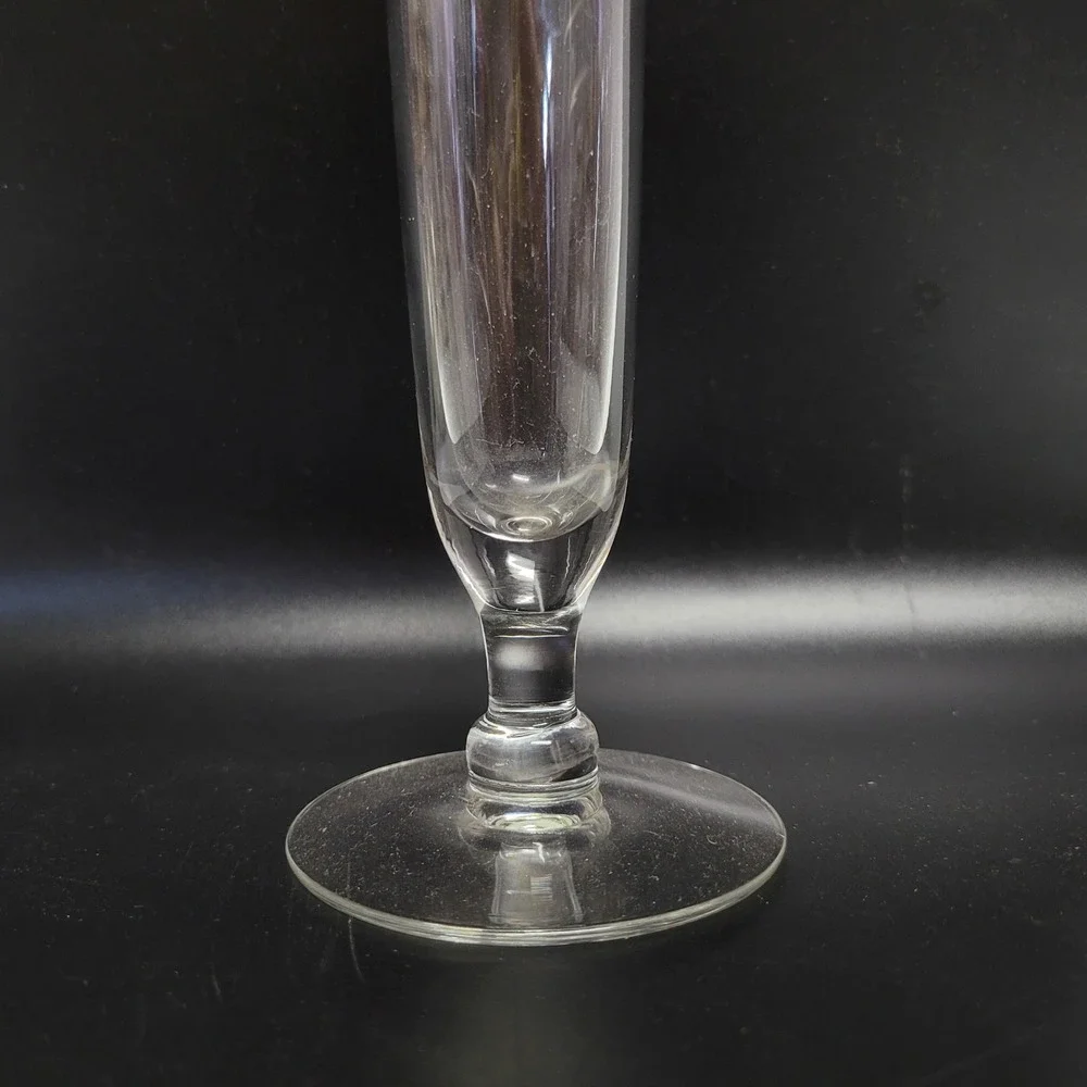 Vintage 10 Inch Clear Glass Bud Vase with Silver Rim Skinny Trumpet Decor